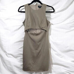 Bebe Dress‎ Womens Large Vegan Leather Cutout Bodycon Black Snake Print Rocker